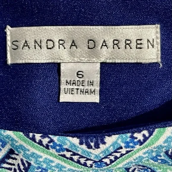 Vibrant Bohemian Mandala Shift Dress Size 6 Blue Multi Color Bell Sleeves Retro - Picture 13 of 13